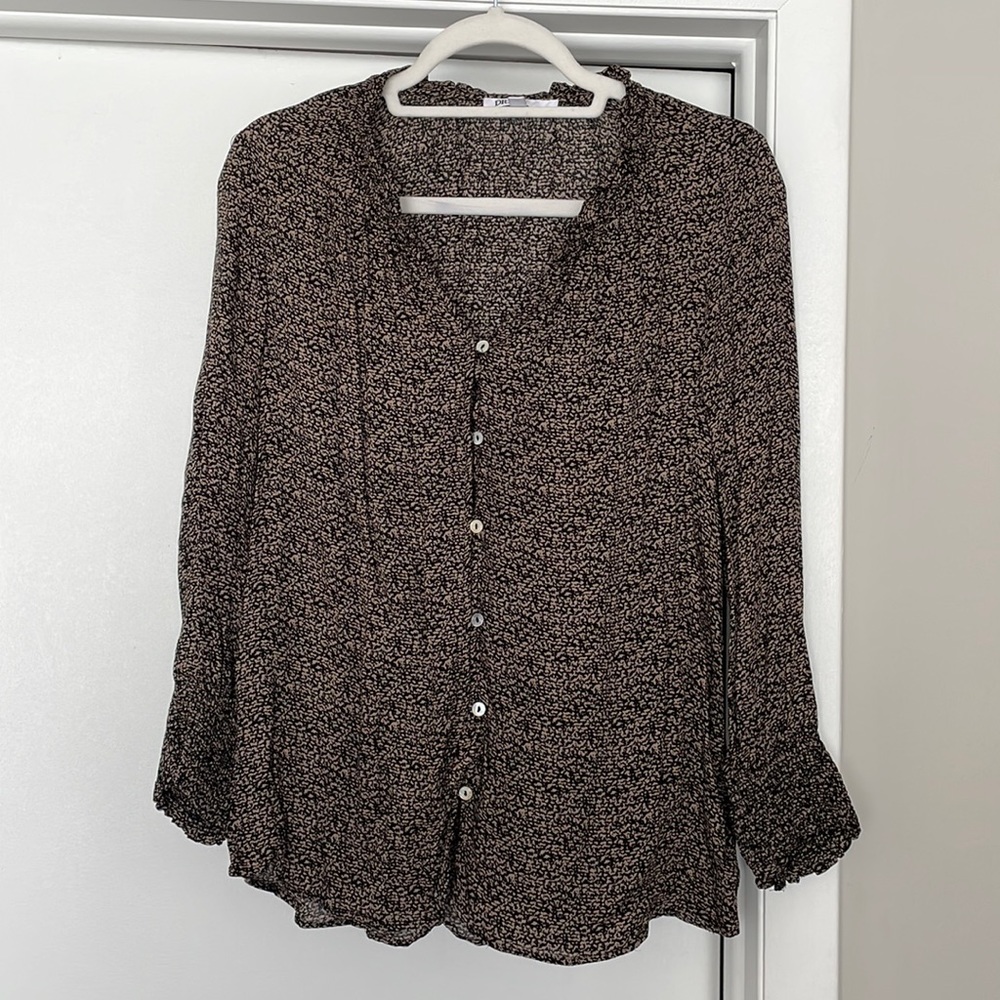DR2 Brown and Black Patterned Button Up Blouse